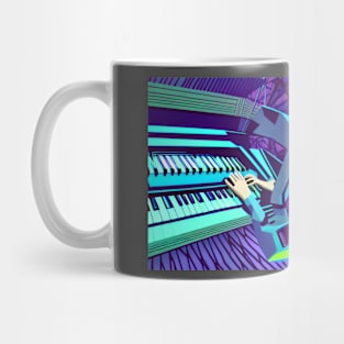 Synthesizer Up In Space Being Played By A Robot Mug